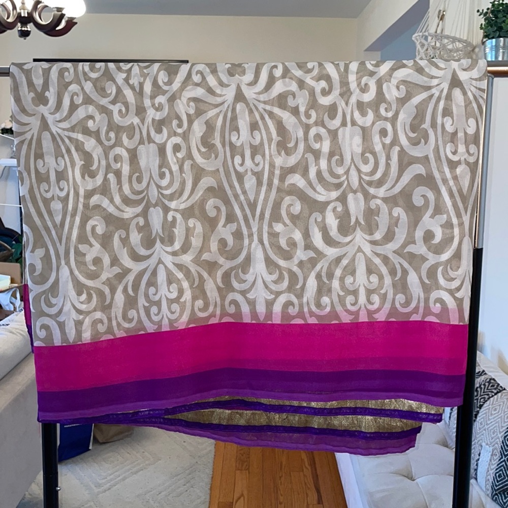 Pink Beige Purple Saree